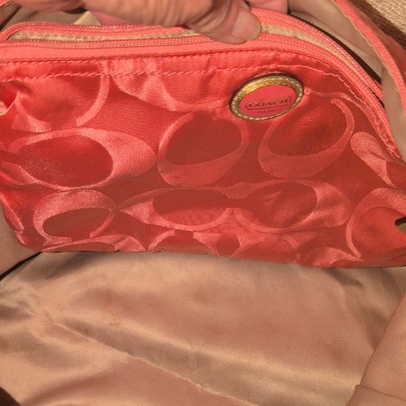 Coach Getaway Nylon Sig Packable Weekender Tote - Coral Pink - Picture 12 of 16